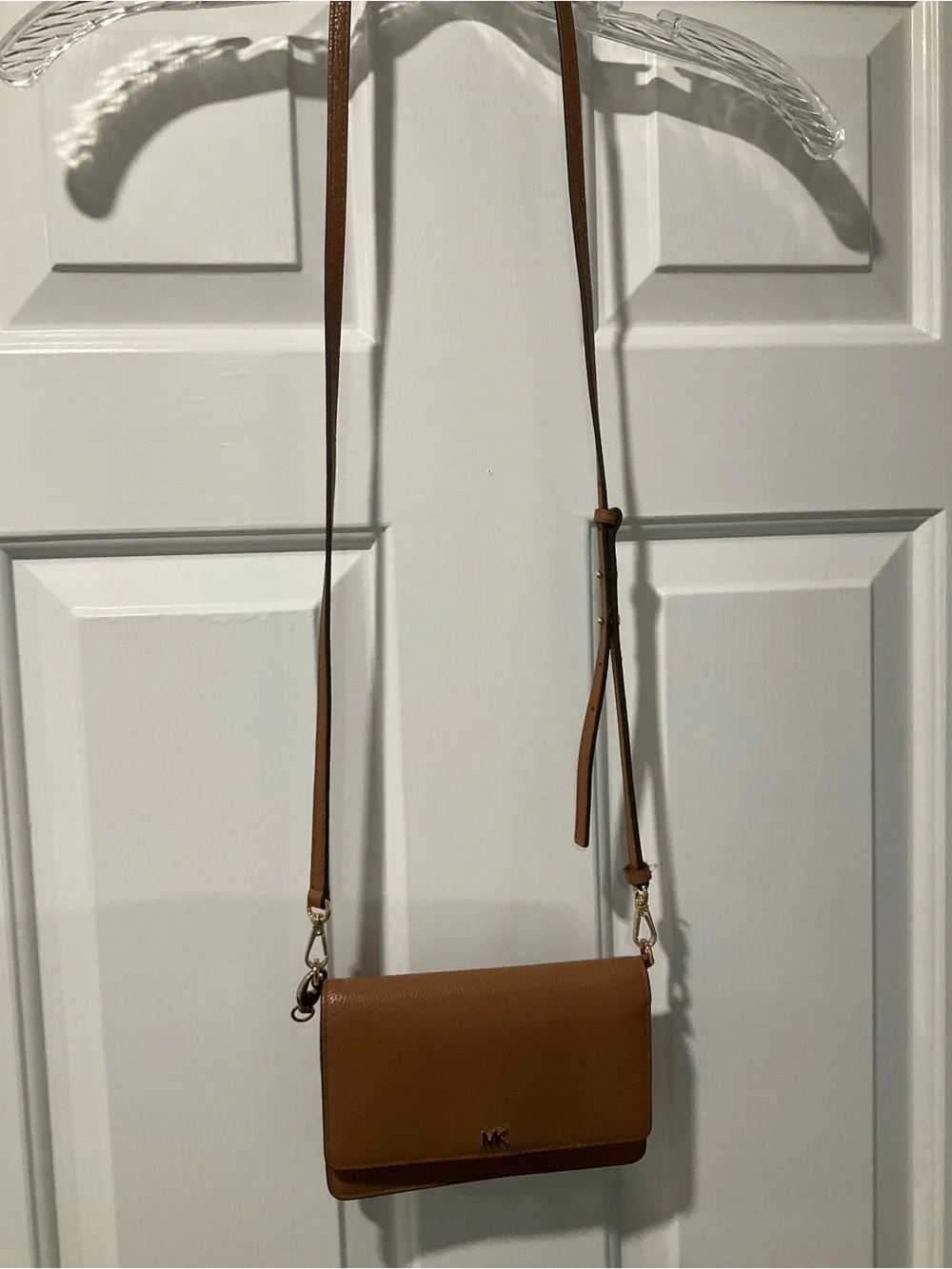 Michael Kors Tan Brown Pebbled Leather Crossbody Bag